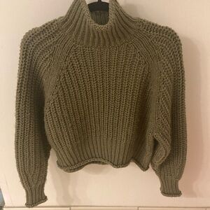 H&M Green Cowl Neck Chunky Knit Sweater